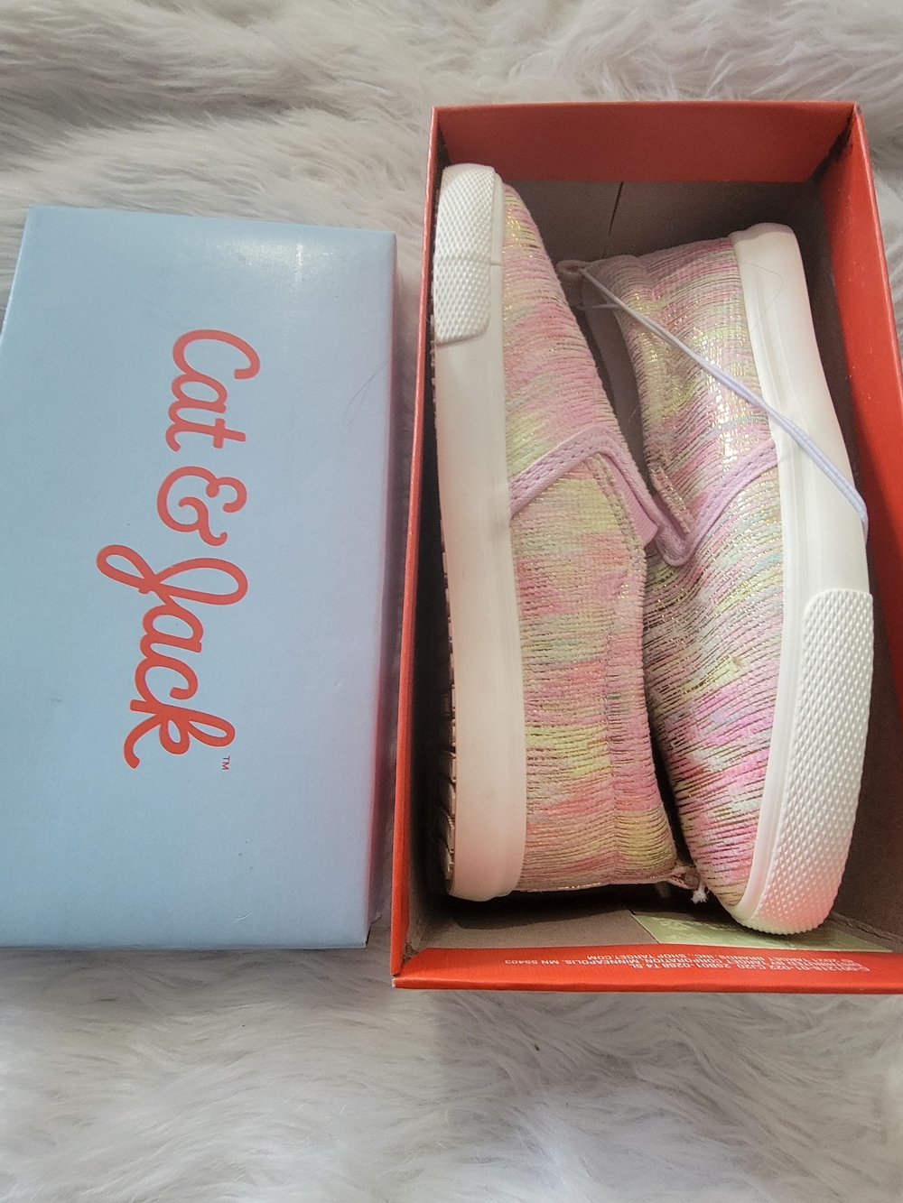 NIB Cat & Jack Kids' Slip-On Sneakers - Pastel Pink Multi